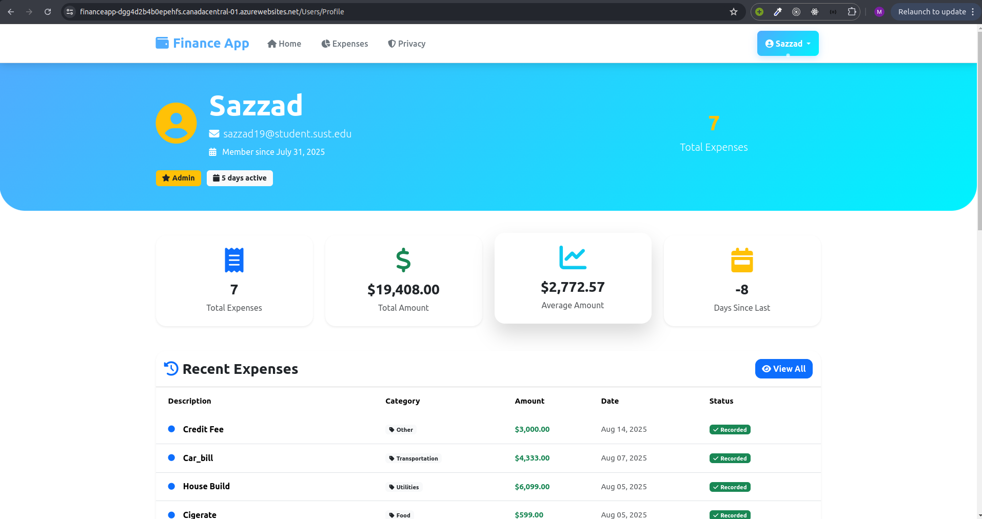 Finance App Screenshot